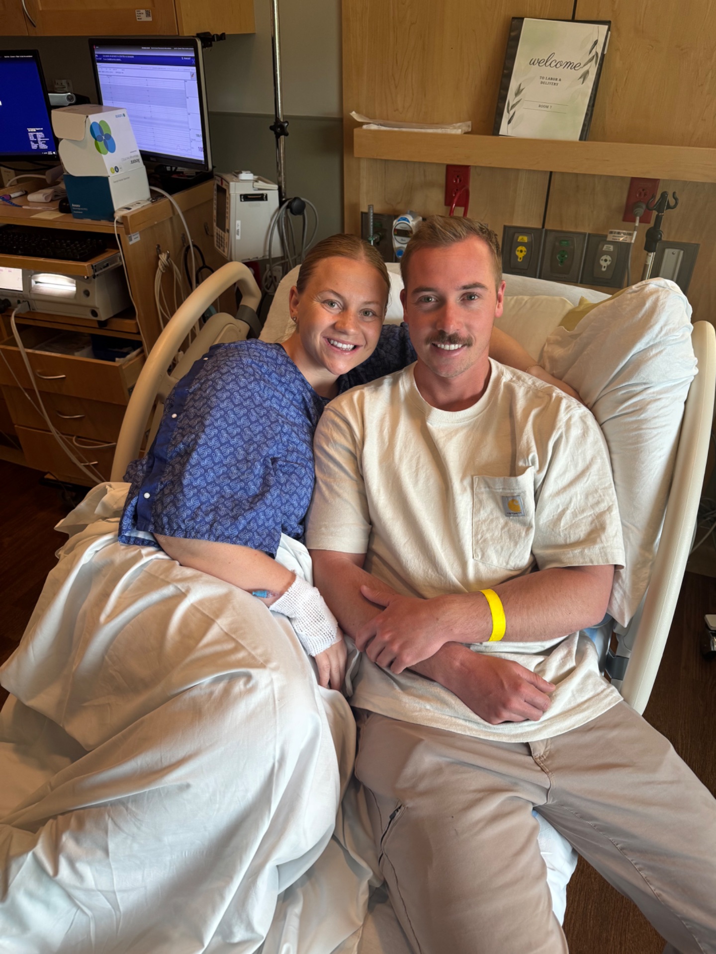 Checked into the hospital.